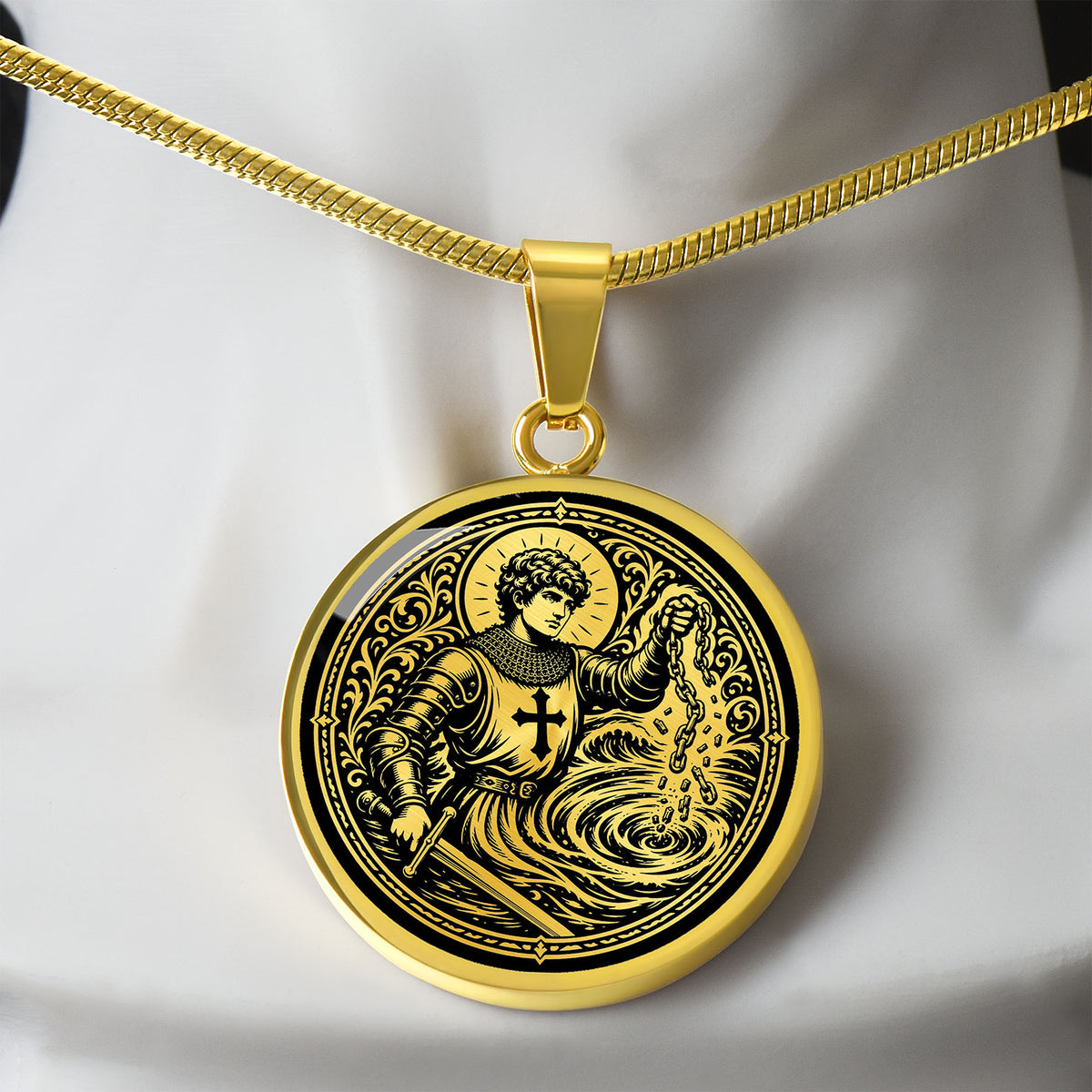 Saint Adjutor Medal Necklace – Patron Saint of Swimmers, Boaters & Water Safety