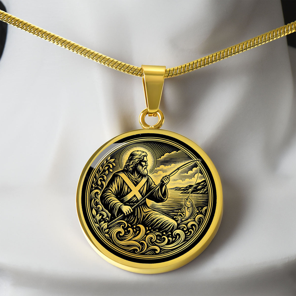 Saint Andrew Medal Necklace – Patron Saint of Scotland and Fishermen