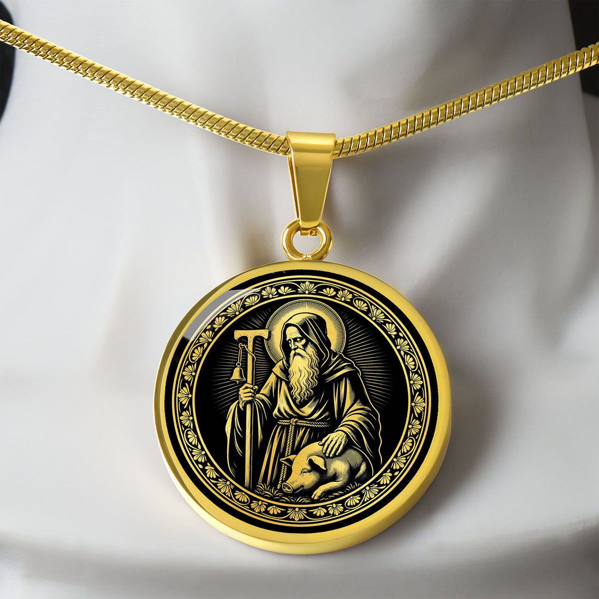 Saint Anthony the Great Medal Necklace – Patron Saint of Animals and Farmers