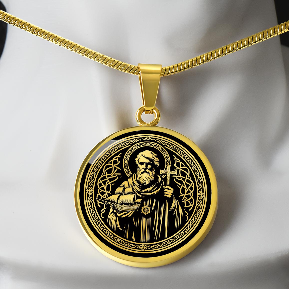 Saint Brendan the Navigator Medal Necklace - Patron Saint of Sailors and Travelers