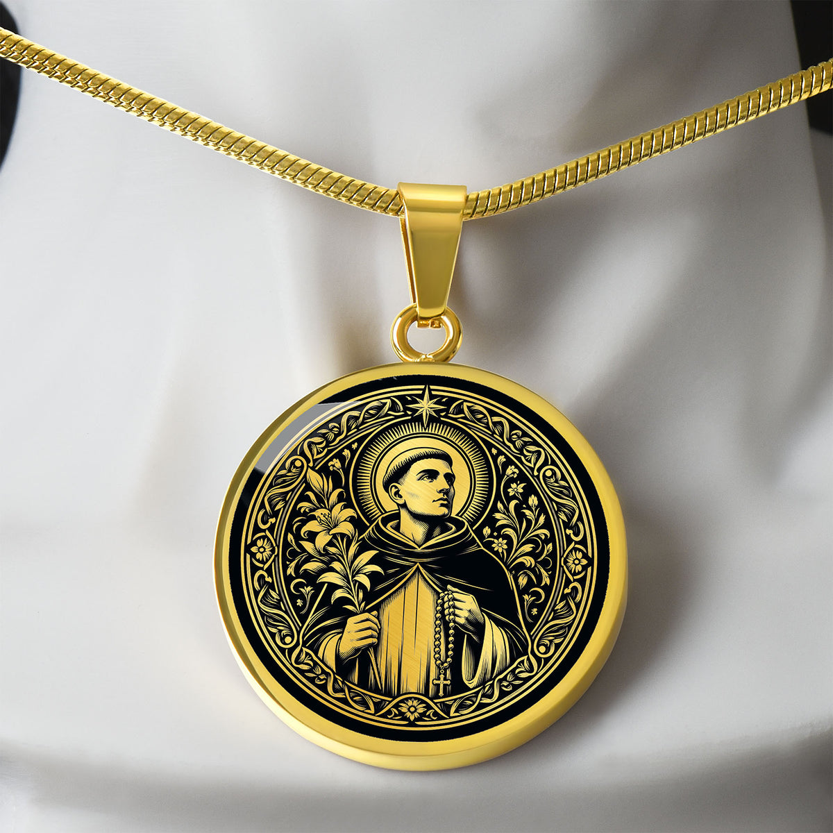 Saint Dominic de Guzman Medal Necklace – Patron Saint of Astronomers and the Rosary