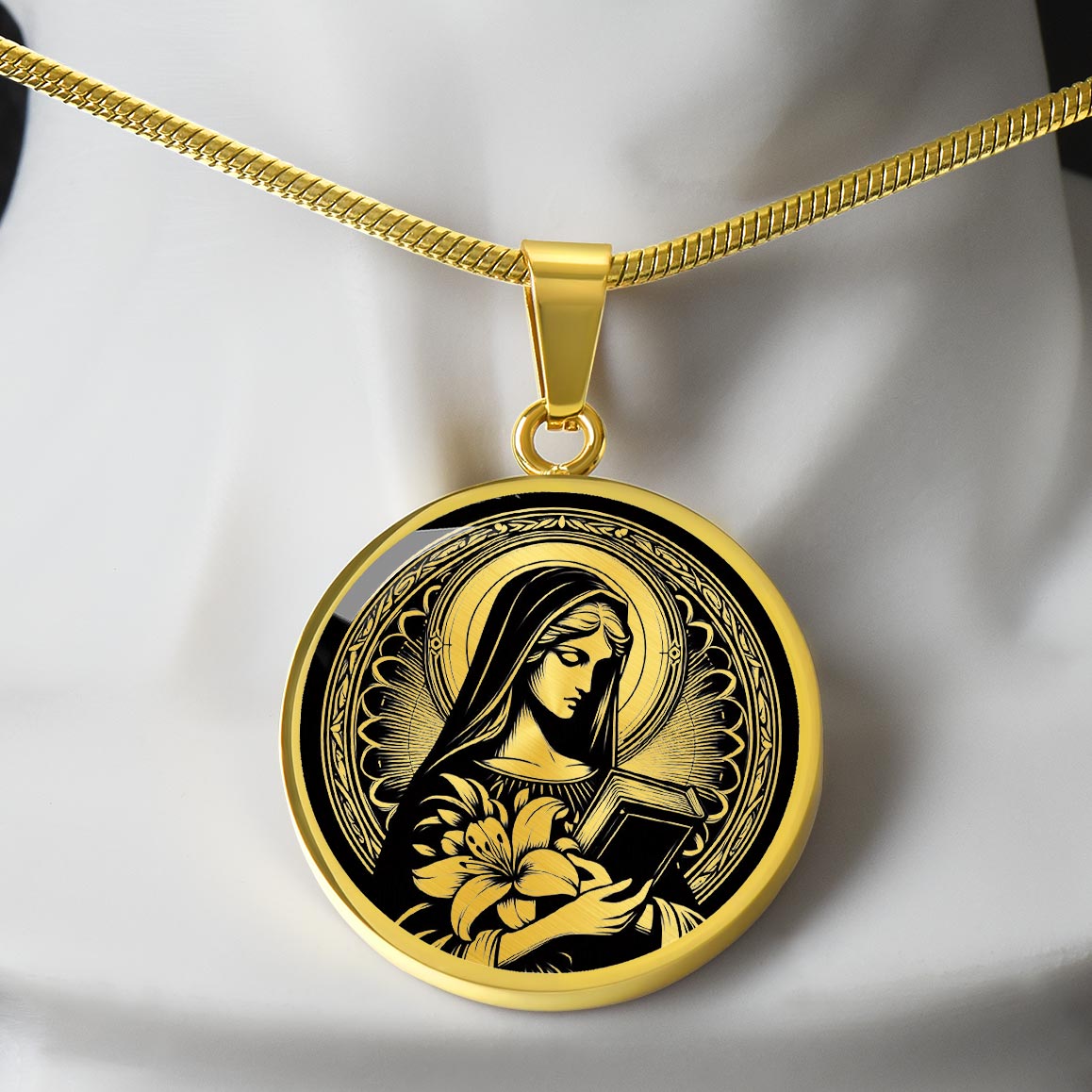 Saint Dymphna Medal Necklace - Patron Saint of Anxiety, Depression and Mental Health