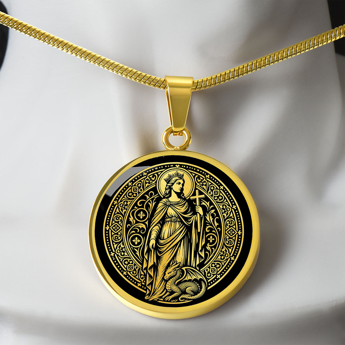 Saint Margaret of Antioch Medal Necklace – Patron Saint of Childbirth & Pregnant Women