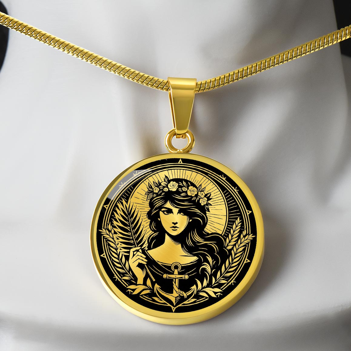 Saint Philomena Medal Necklace – Patron Saint of Infants, Youth & the Living Rosary