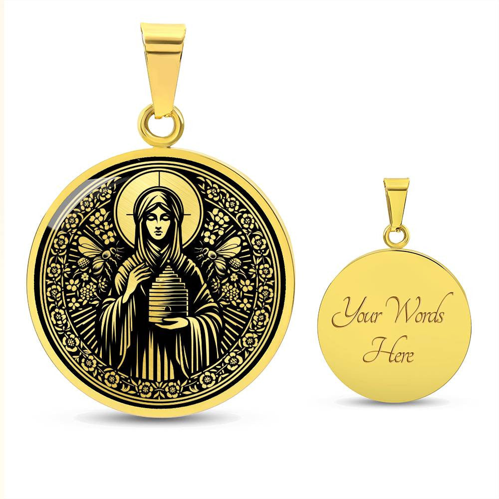 Saint Abigail (Gobnait) Medal Necklace - Patron Saint of Bees & Beekeepers
