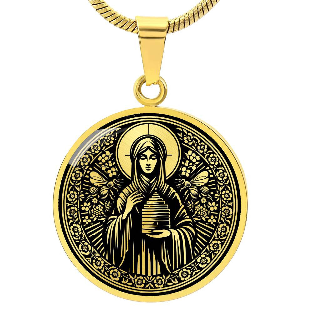 Saint Abigail (Gobnait) Medal Necklace - Patron Saint of Bees & Beekeepers