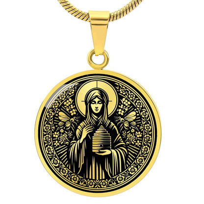 Saint Abigail (Gobnait) Medal Necklace - Patron Saint of Bees & Beekeepers