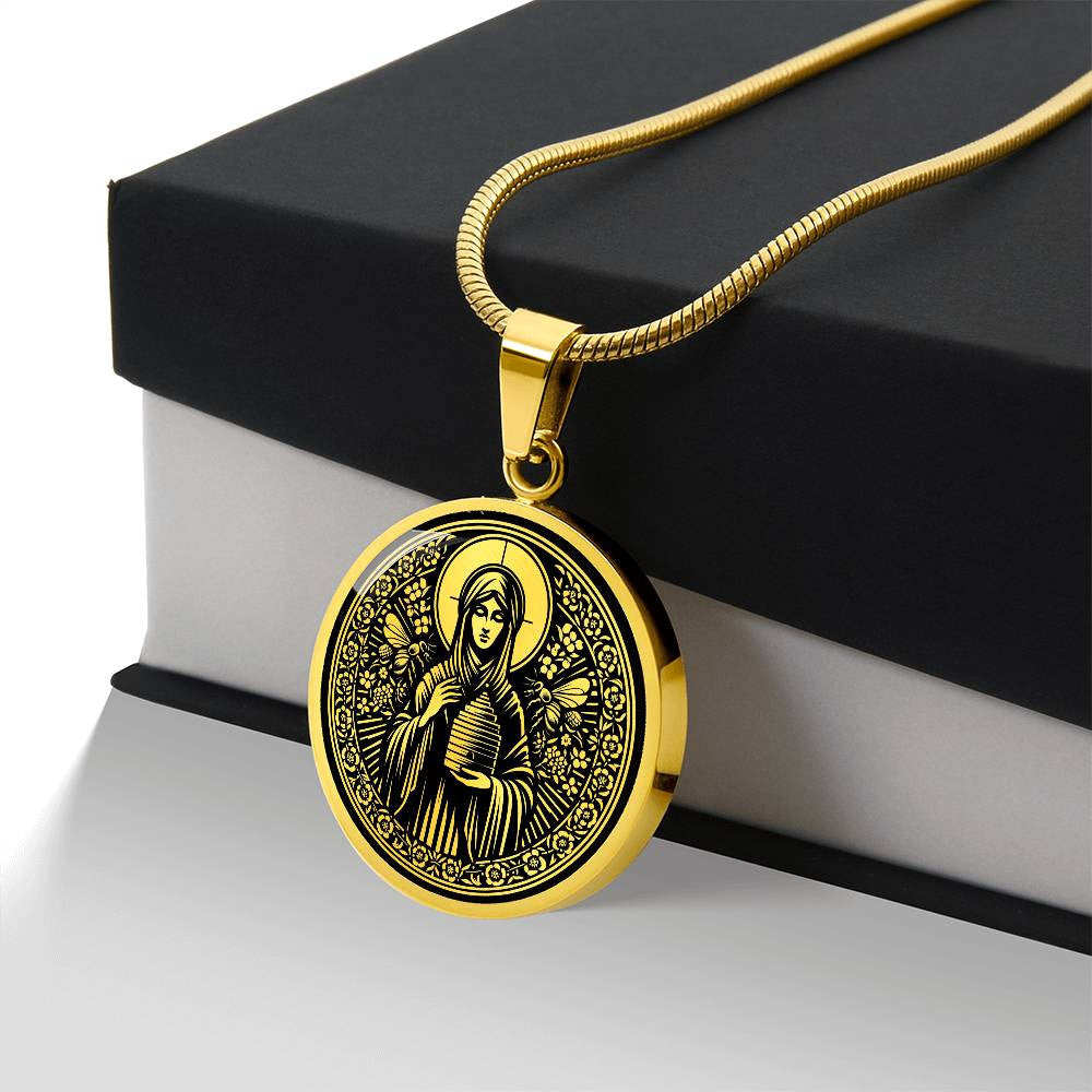 Saint Abigail (Gobnait) Medal Necklace - Patron Saint of Bees & Beekeepers