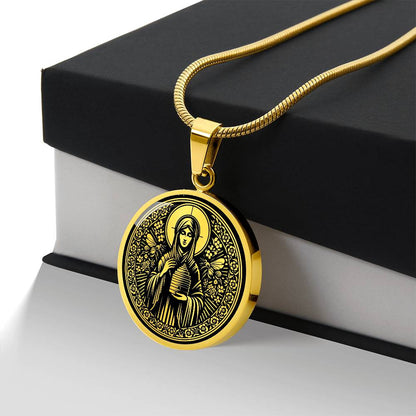 Saint Abigail (Gobnait) Medal Necklace - Patron Saint of Bees & Beekeepers