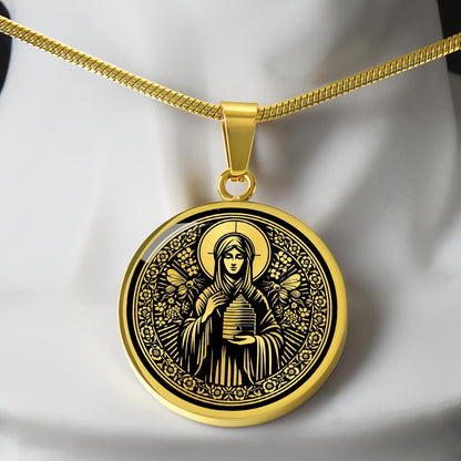 Saint Abigail (Gobnait) Medal Necklace - Patron Saint of Bees & Beekeepers