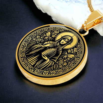 Saint Abigail (Gobnait) Medal Necklace - Patron Saint of Bees & Beekeepers