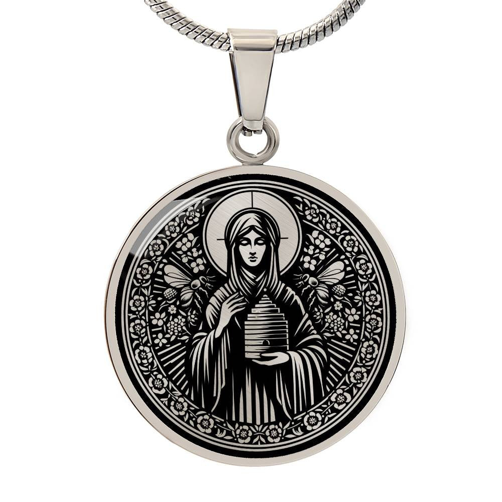Saint Abigail (Gobnait) Medal Necklace - Patron Saint of Bees & Beekeepers