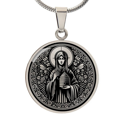 Saint Abigail (Gobnait) Medal Necklace - Patron Saint of Bees & Beekeepers