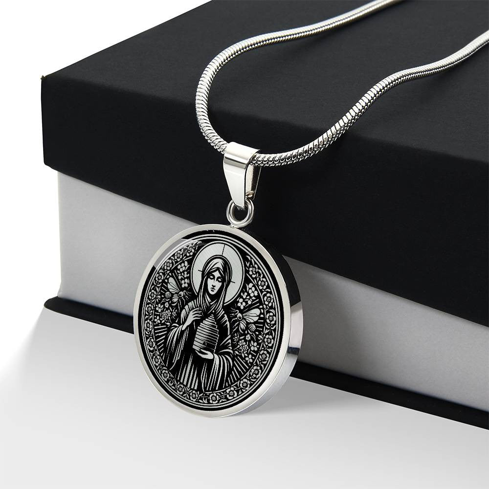 Saint Abigail (Gobnait) Medal Necklace - Patron Saint of Bees & Beekeepers