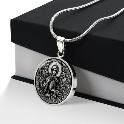 Saint Abigail (Gobnait) Medal Necklace - Patron Saint of Bees & Beekeepers