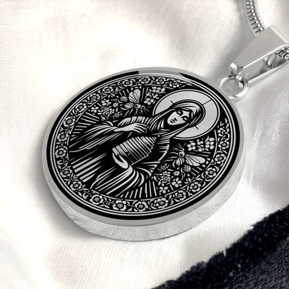 Saint Abigail (Gobnait) Medal Necklace - Patron Saint of Bees & Beekeepers