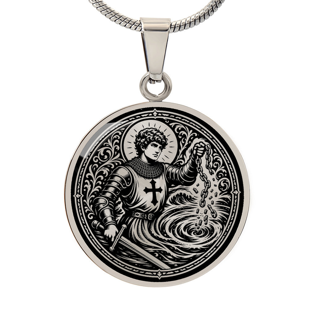 Saint Adjutor Medal Necklace – Patron Saint of Swimmers, Boaters & Water Safety