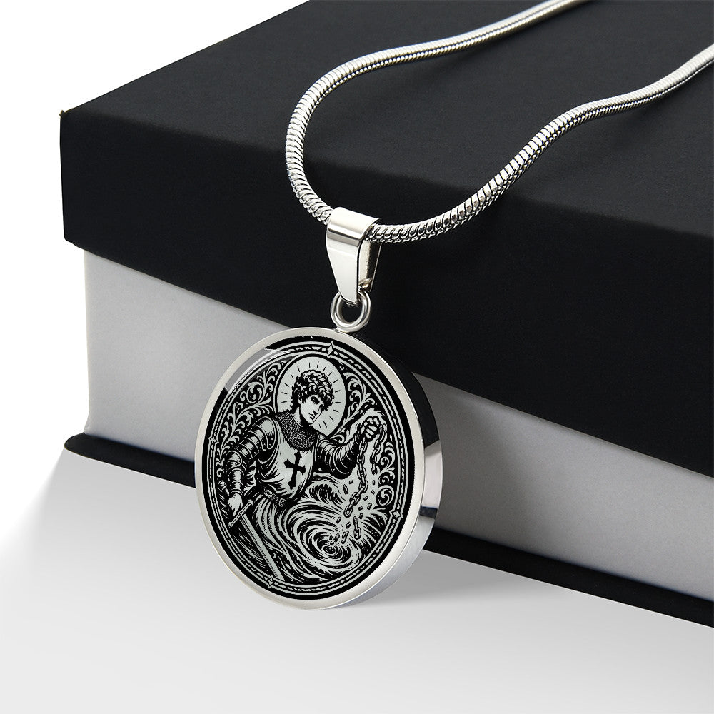 Saint Adjutor Medal Necklace – Patron Saint of Swimmers, Boaters & Water Safety