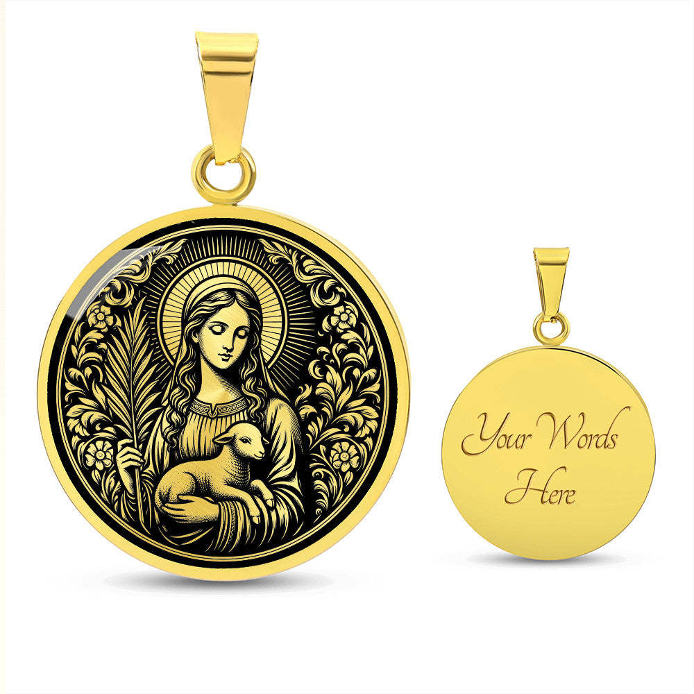 Saint Agnes of Rome Medal Necklace – Patron Saint of Young Women & Purity