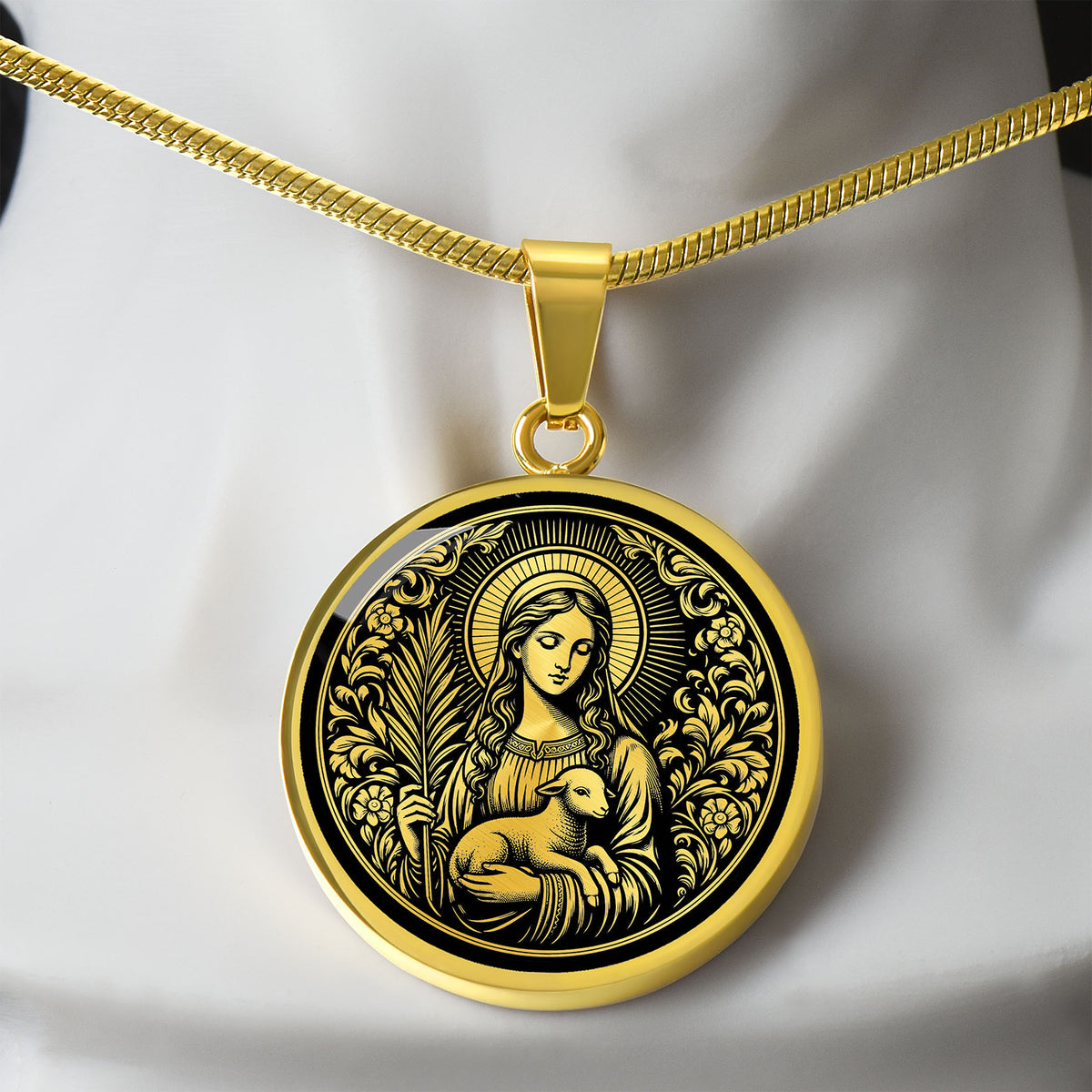 Saint Agnes of Rome Medal Necklace – Patron Saint of Young Women & Purity