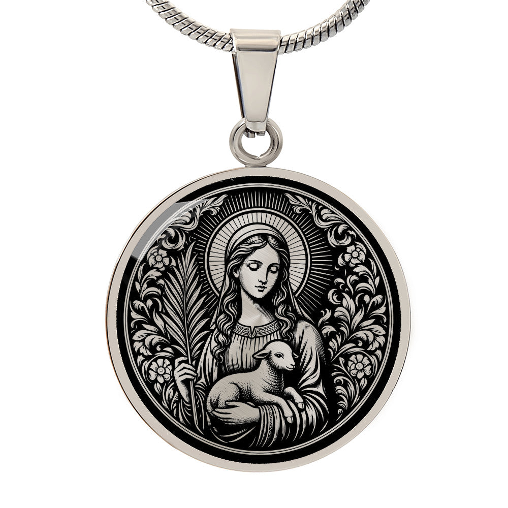 Saint Agnes of Rome Medal Necklace – Patron Saint of Young Women & Purity