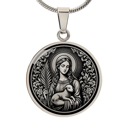 Saint Agnes of Rome Medal Necklace – Patron Saint of Young Women & Purity