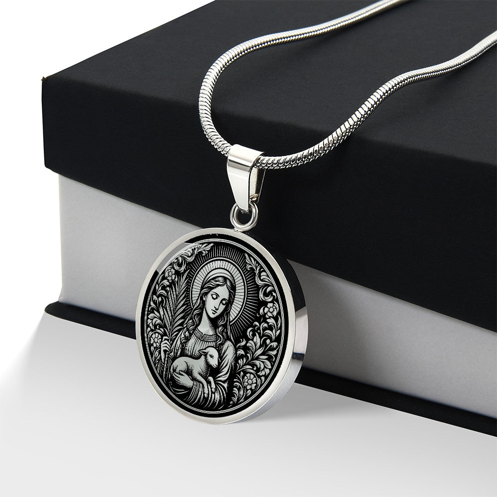 Saint Agnes of Rome Medal Necklace – Patron Saint of Young Women & Purity