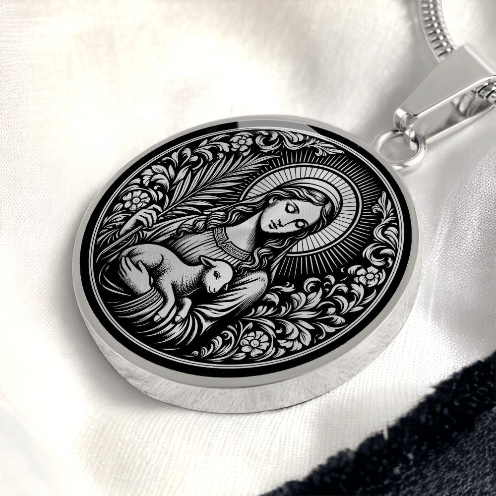 Saint Agnes of Rome Medal Necklace – Patron Saint of Young Women & Purity