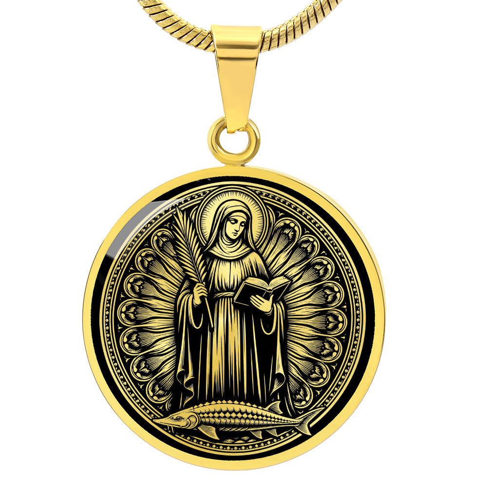 Saint Amalberga (Amelia) Medal Necklace – Patron Saint of Fishermen, Farmers & Arm and Shoulder Injuries