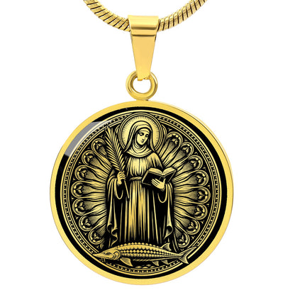 Saint Amalberga (Amelia) Medal Necklace – Patron Saint of Fishermen, Farmers & Arm and Shoulder Injuries