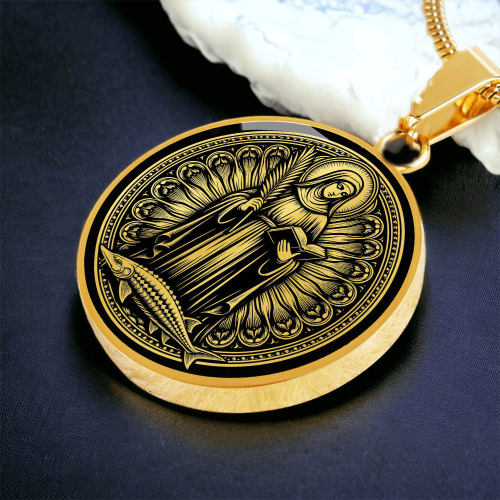 Saint Amalberga (Amelia) Medal Necklace – Patron Saint of Fishermen, Farmers & Arm and Shoulder Injuries