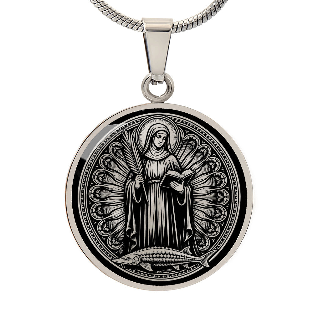 Saint Amalberga (Amelia) Medal Necklace – Patron Saint of Fishermen, Farmers & Arm and Shoulder Injuries