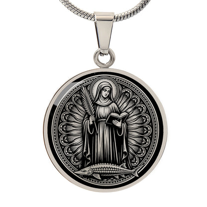 Saint Amalberga (Amelia) Medal Necklace – Patron Saint of Fishermen, Farmers & Arm and Shoulder Injuries