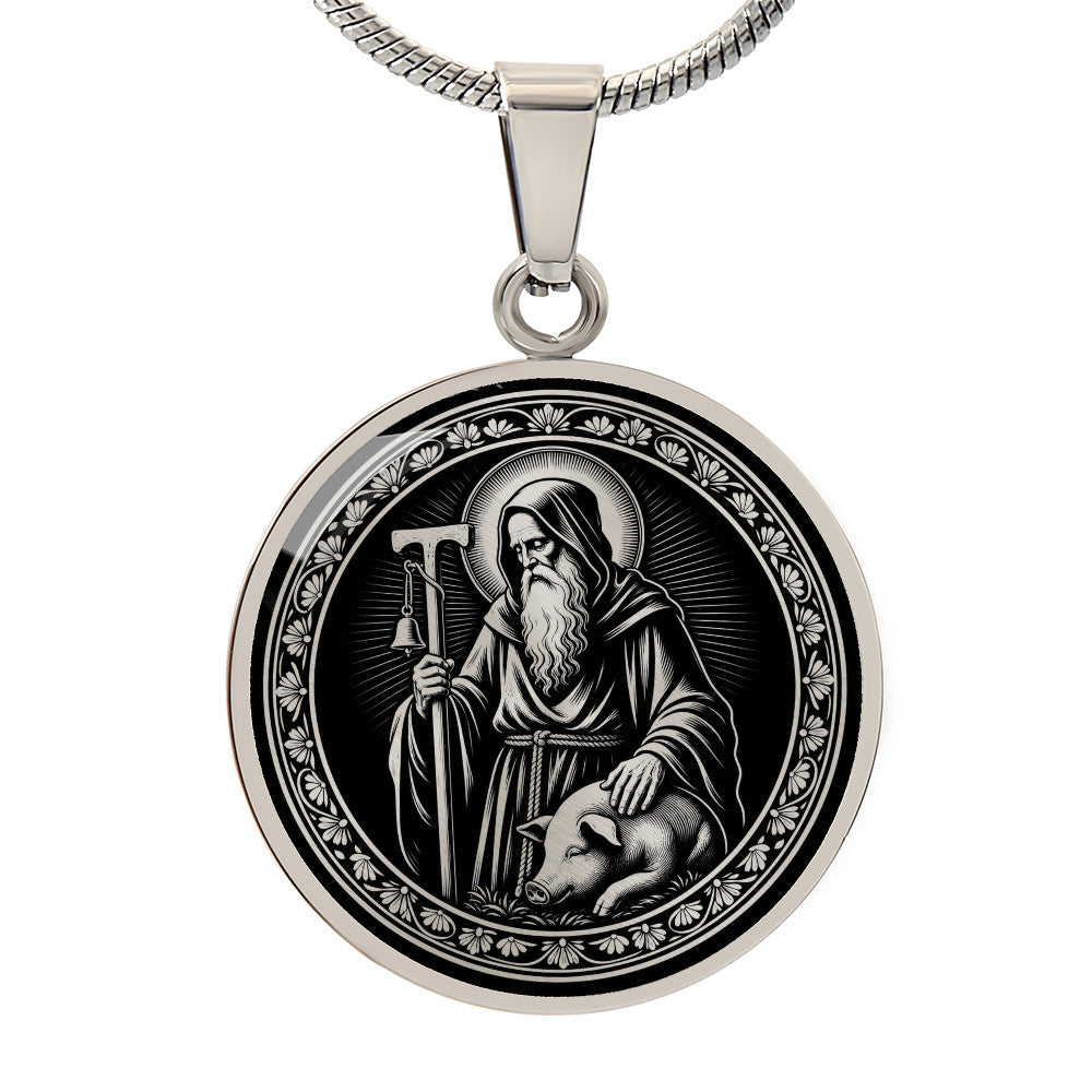 Saint Anthony the Great Medal Necklace – Patron Saint of Animals and Farmers