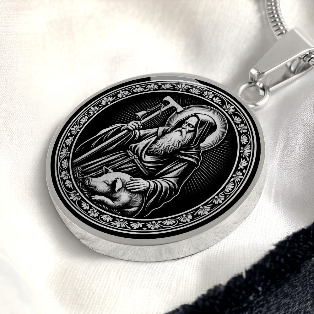 Saint Anthony the Great Medal Necklace – Patron Saint of Animals and Farmers