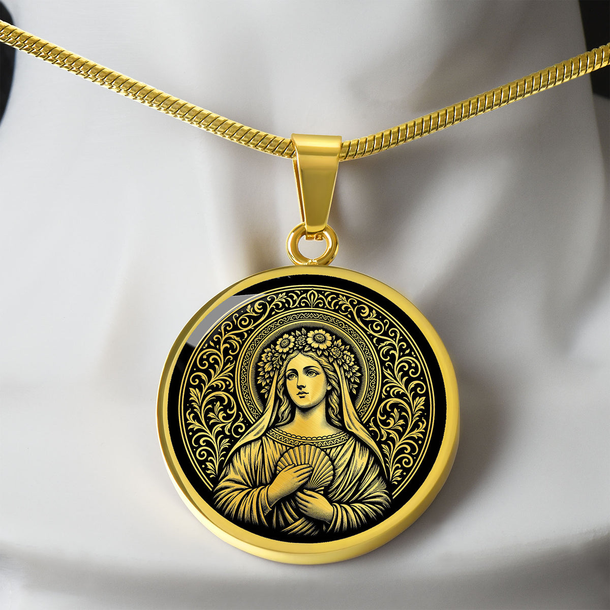 Saint Bona of Pisa Medal Necklace – Patron Saint of Travelers, Pilgrims and Flight Attendants