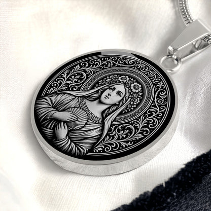 Saint Bona of Pisa Medal Necklace – Patron Saint of Travelers, Pilgrims and Flight Attendants