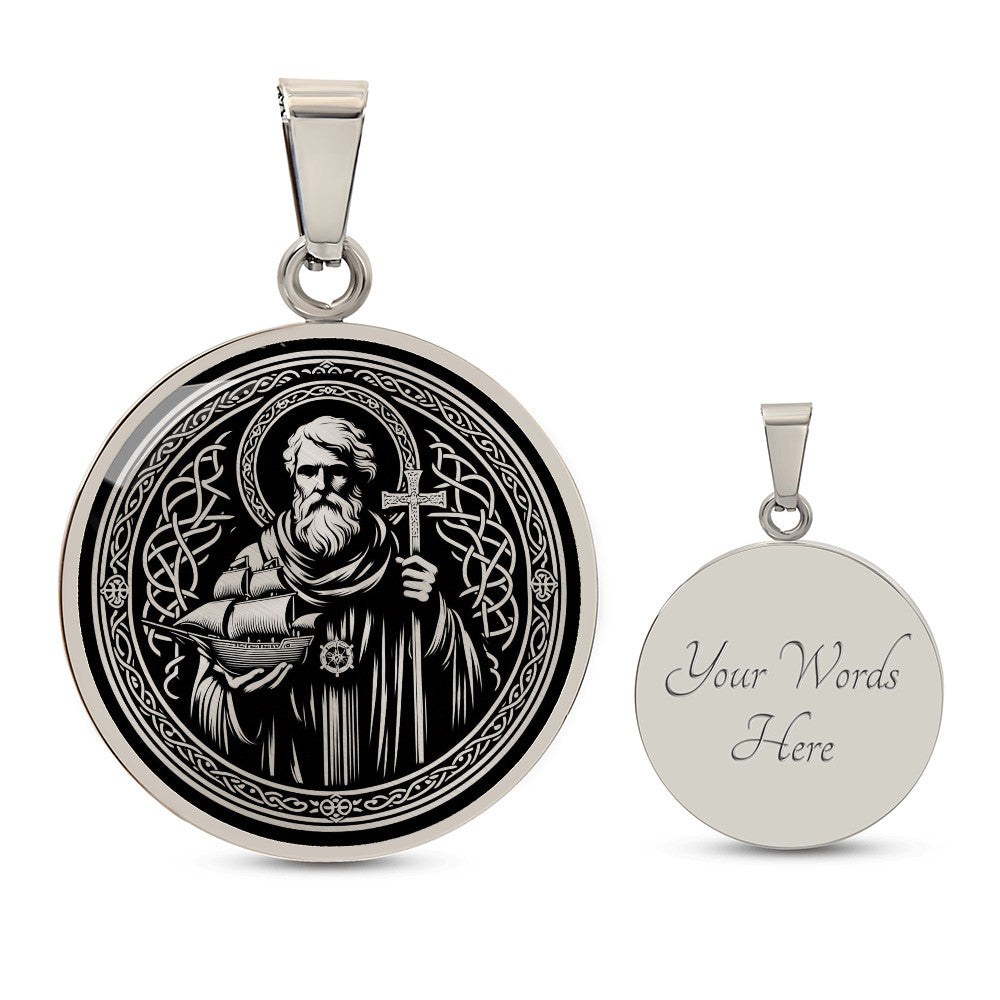 Saint Brendan the Navigator Medal Necklace - Patron Saint of Sailors and Travelers