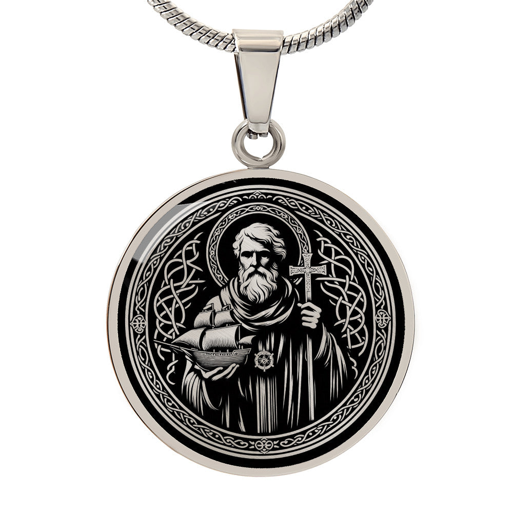 Saint Brendan the Navigator Medal Necklace - Patron Saint of Sailors and Travelers