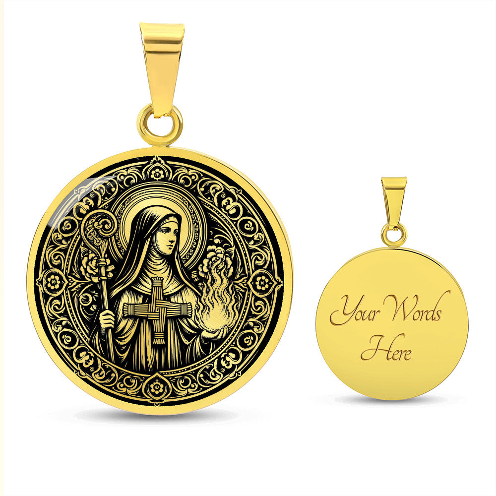 Saint Brigid of Kildare Medal Necklace – Patron Saint of Ireland, Healers and Poets