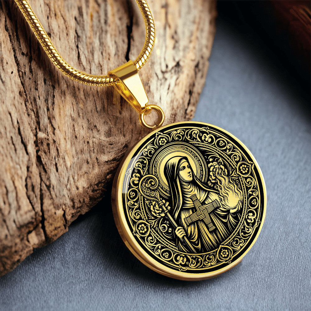 Saint Brigid of Kildare Medal Necklace – Patron Saint of Ireland, Healers and Poets