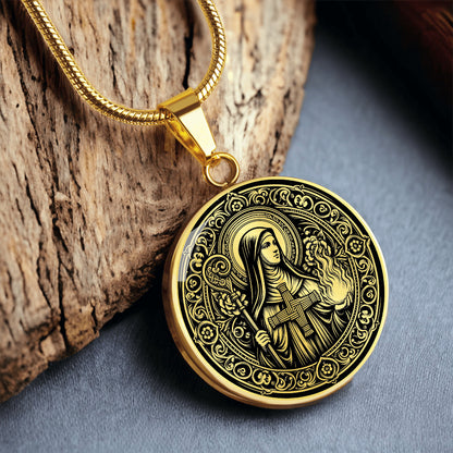 Saint Brigid of Kildare Medal Necklace – Patron Saint of Ireland, Healers and Poets