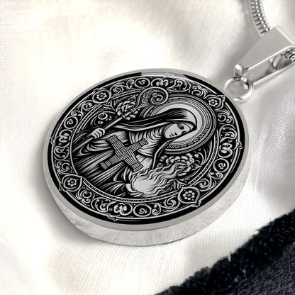 Saint Brigid of Kildare Medal Necklace – Patron Saint of Ireland, Healers and Poets