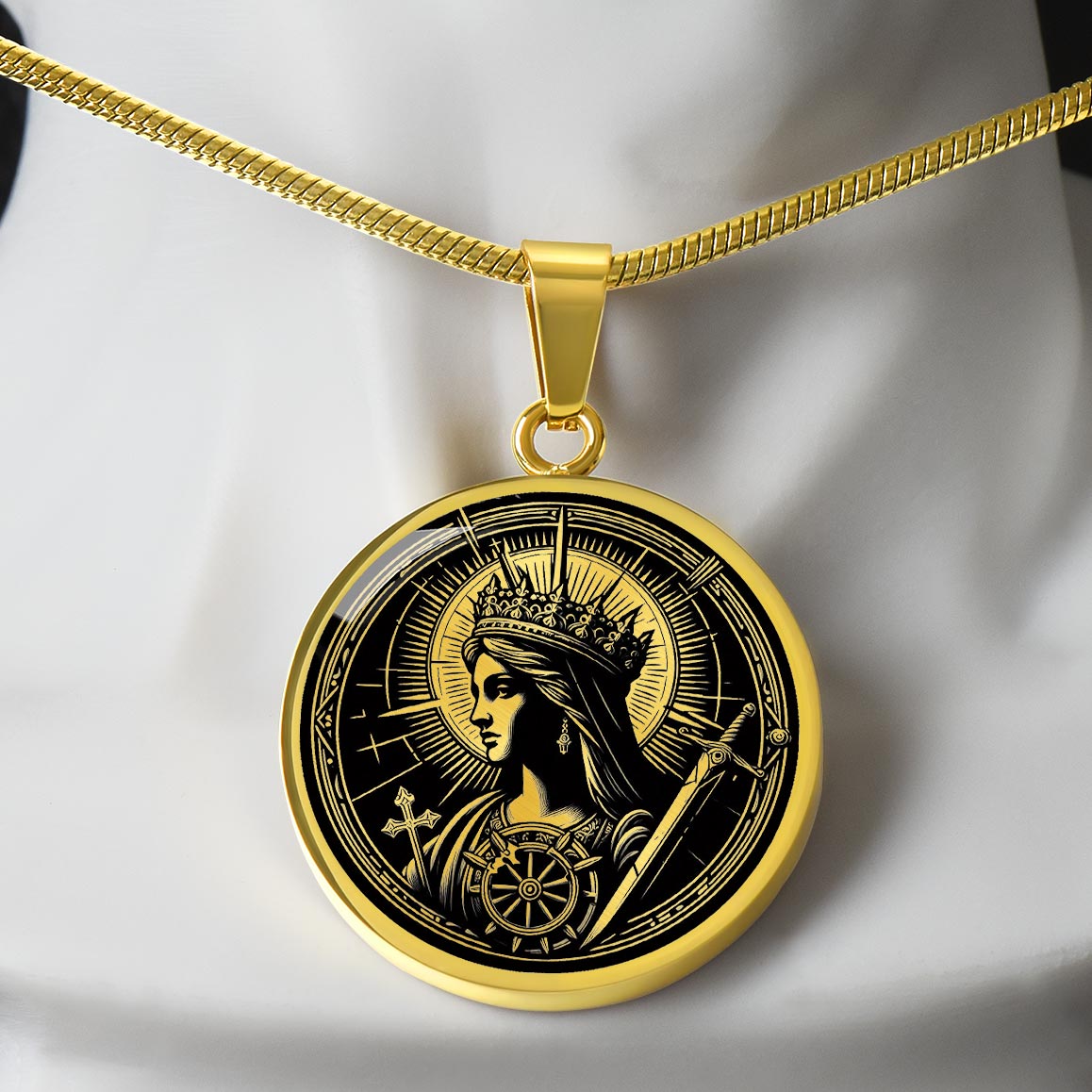 Saint Catherine of Alexandria Medal Necklace- Scholar, Martyr, Patron of Students