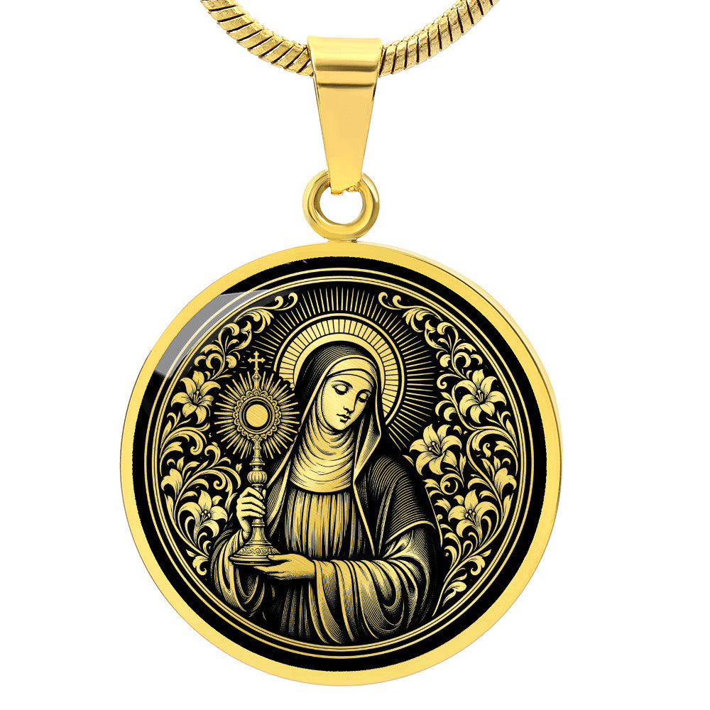 Saint Clare of Assisi Medal Necklace – Patron Saint of Television & Eye Health