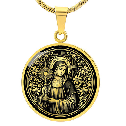 Saint Clare of Assisi Medal Necklace – Patron Saint of Television & Eye Health