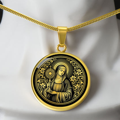 Saint Clare of Assisi Medal Necklace – Patron Saint of Television & Eye Health