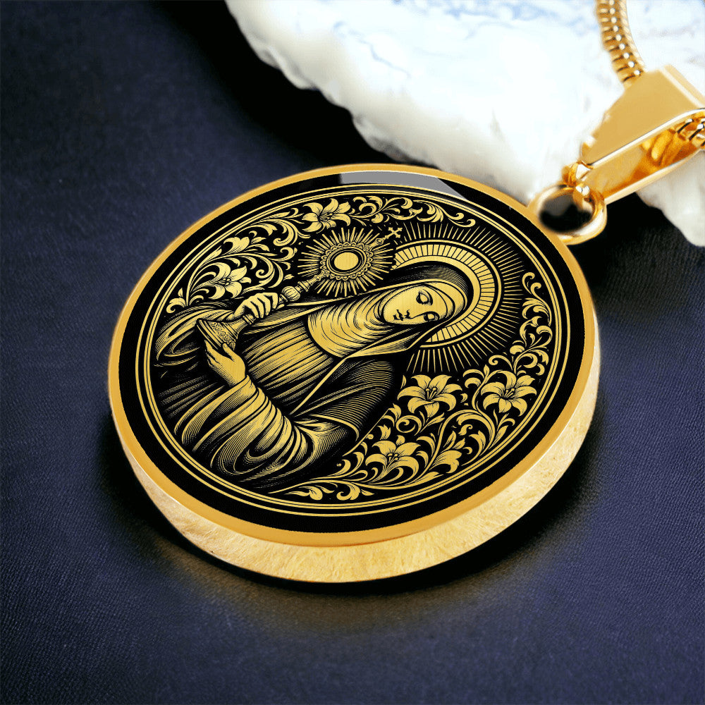 Saint Clare of Assisi Medal Necklace – Patron Saint of Television & Eye Health