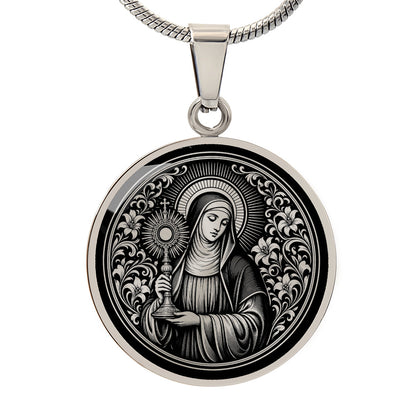 Saint Clare of Assisi Medal Necklace – Patron Saint of Television & Eye Health