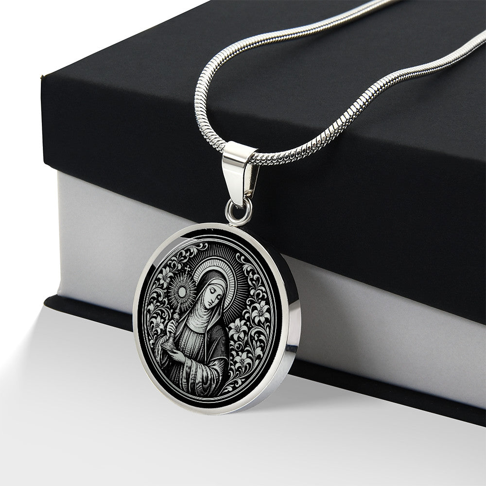 Saint Clare of Assisi Medal Necklace – Patron Saint of Television & Eye Health